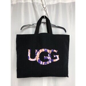 UGG Australia Black Marble Tote Bag 20x14x4 Purple Pink Camo Logo Both Sides